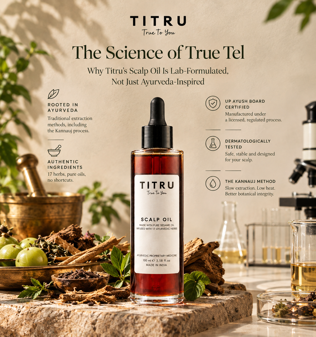 The Science of True Tel: Why Titru's Scalp Oil Is Lab-Formulated, Not Just Ayurveda-Inspired